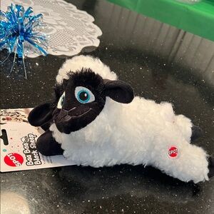 Black and White Sheep Plush Squeaky Dog Toy